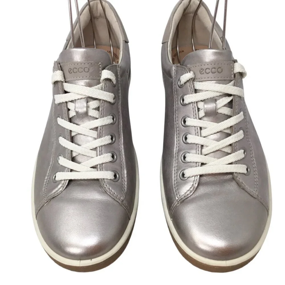 ECCO Chase II Sneakers 41 or US 10/10.5 Leather Lace Up Comfort Bronze Metallic